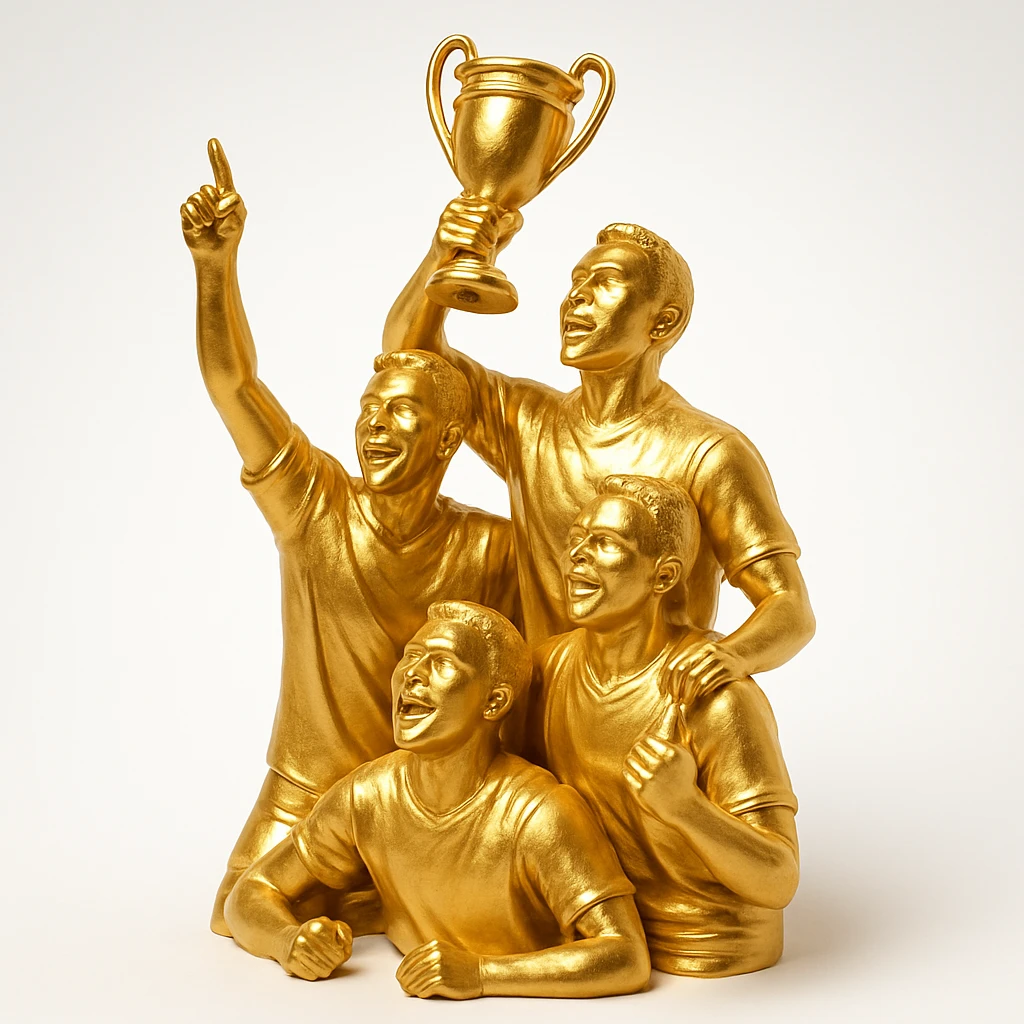 team celebrating with trophy emoji
