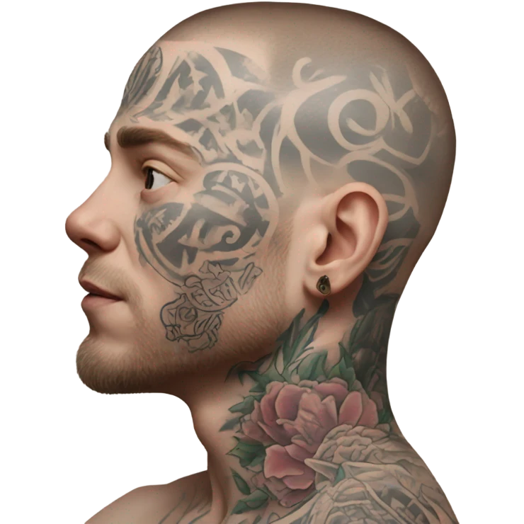 Pale skinned man with tattoos on his face emoji