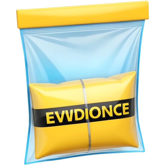 3D render of Yellow Tape inside a clear plastic evidence bag, sterile lighting, forensic crime scene aesthetic, plastic reflection. emoji
