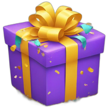 colorful present with confetti emoji
