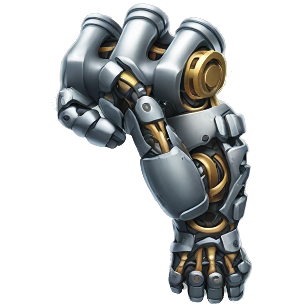 Cyborg arm only flexing bicep and shoulder with gears and shocks emoji