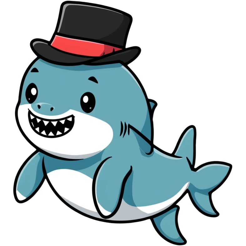 Shark with a top hat emoji