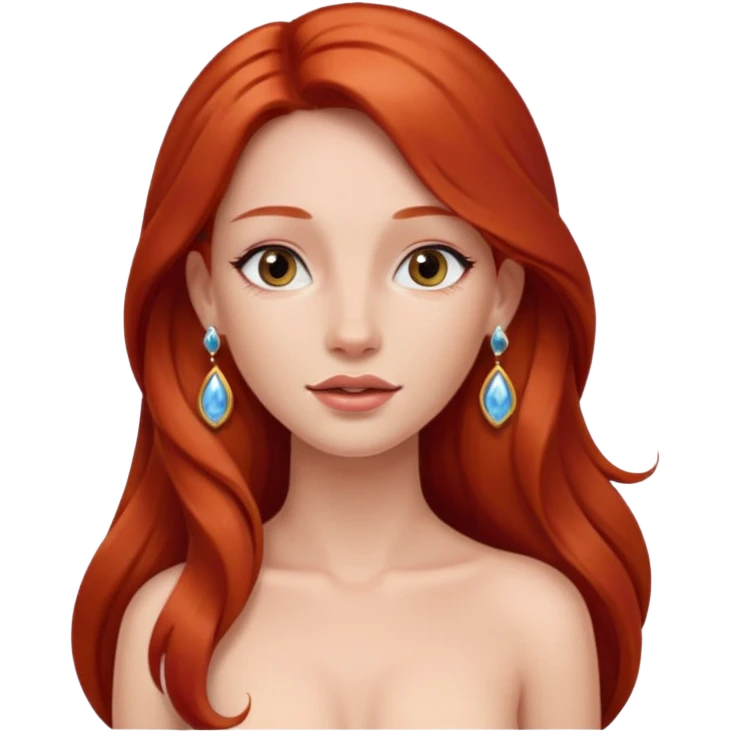 Hot   naked tits red long hair princess earrings emoji