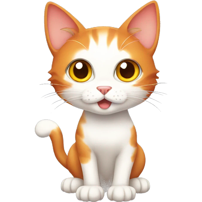 Red-haired cartoon cat in anime style with big eyes emoji