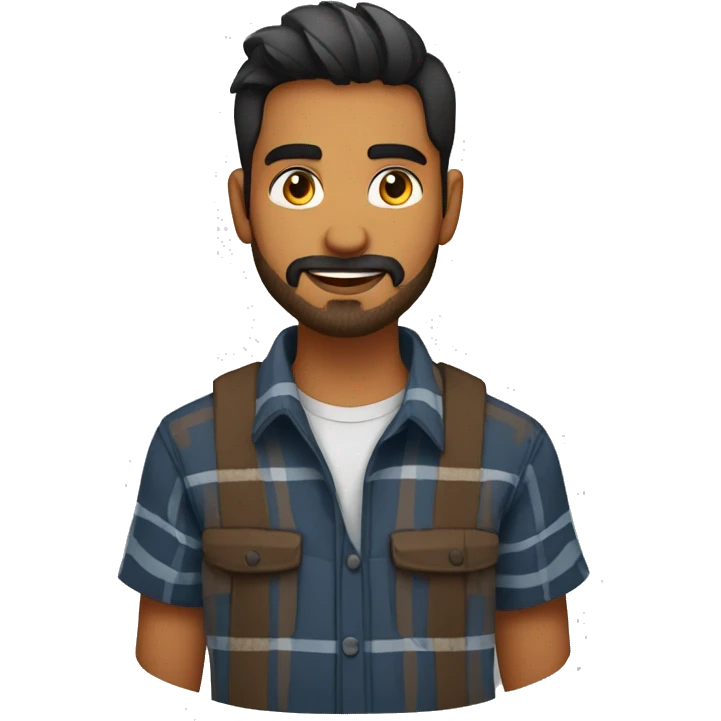 indian young guy with stubble beard in goatee wearing a flannel emoji