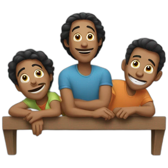 Three goofy friends hanging out emoji