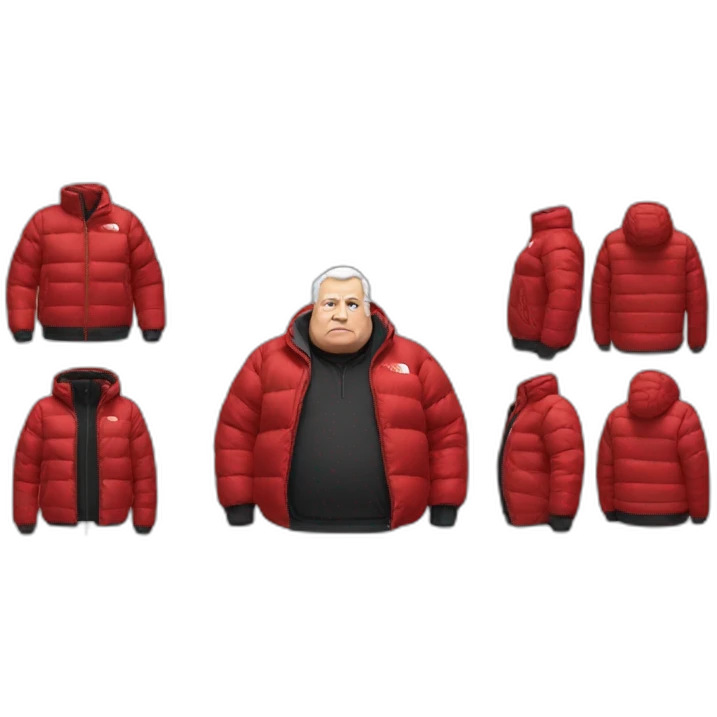 old white men a bit fat with black and red supreme north face jacket emoji