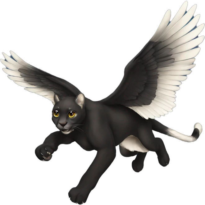 winged black puma flying emoji
