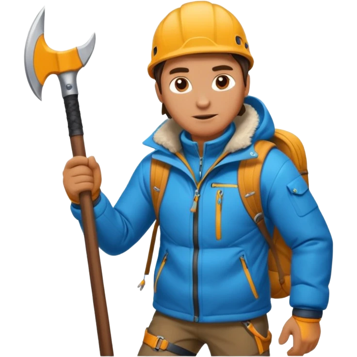 mountaineer with ice axe, climbing emoji