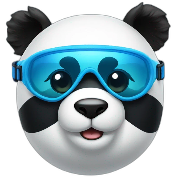 panda with blue swim goggles and a swim cap emoji