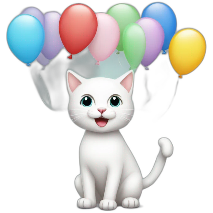 white-cat-Celebrating-balloons  emoji