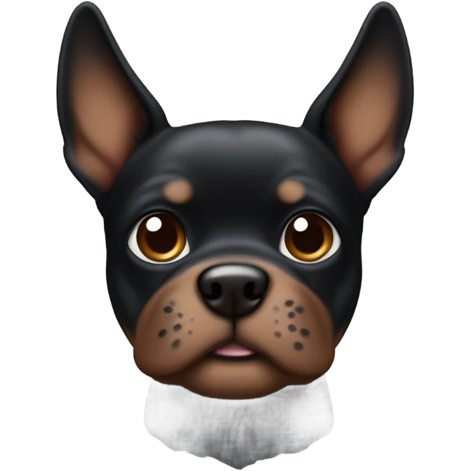 Black and brown miniature pincer dog with pointy ears emoji