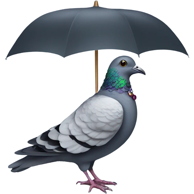 A pigeon with a fancy suit and umbrella emoji