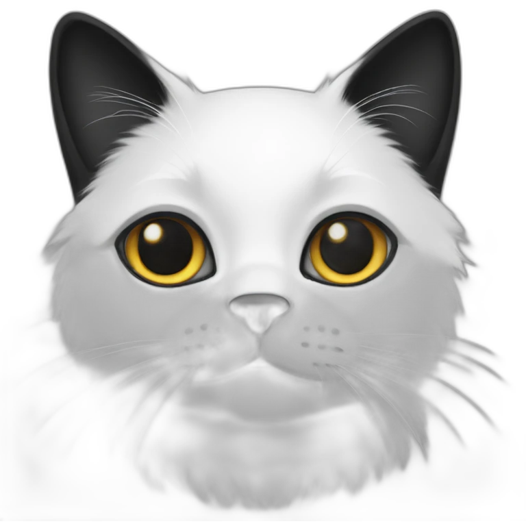 white cat with black ears and hair emoji