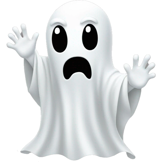 minimalist white ghost waving hello emoji