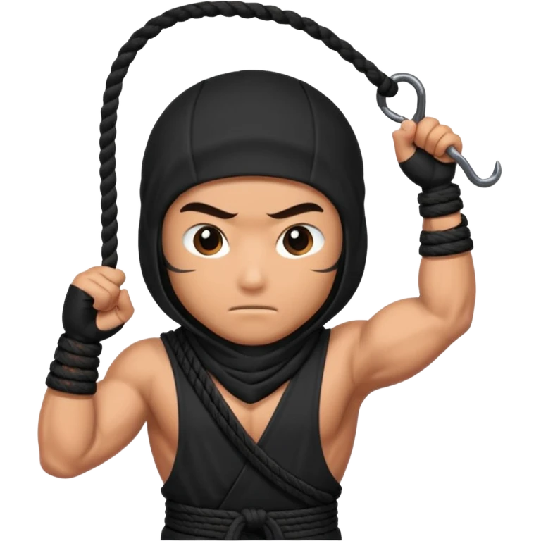 iron hook, 4 hooks, black, with rope, ninja emoji