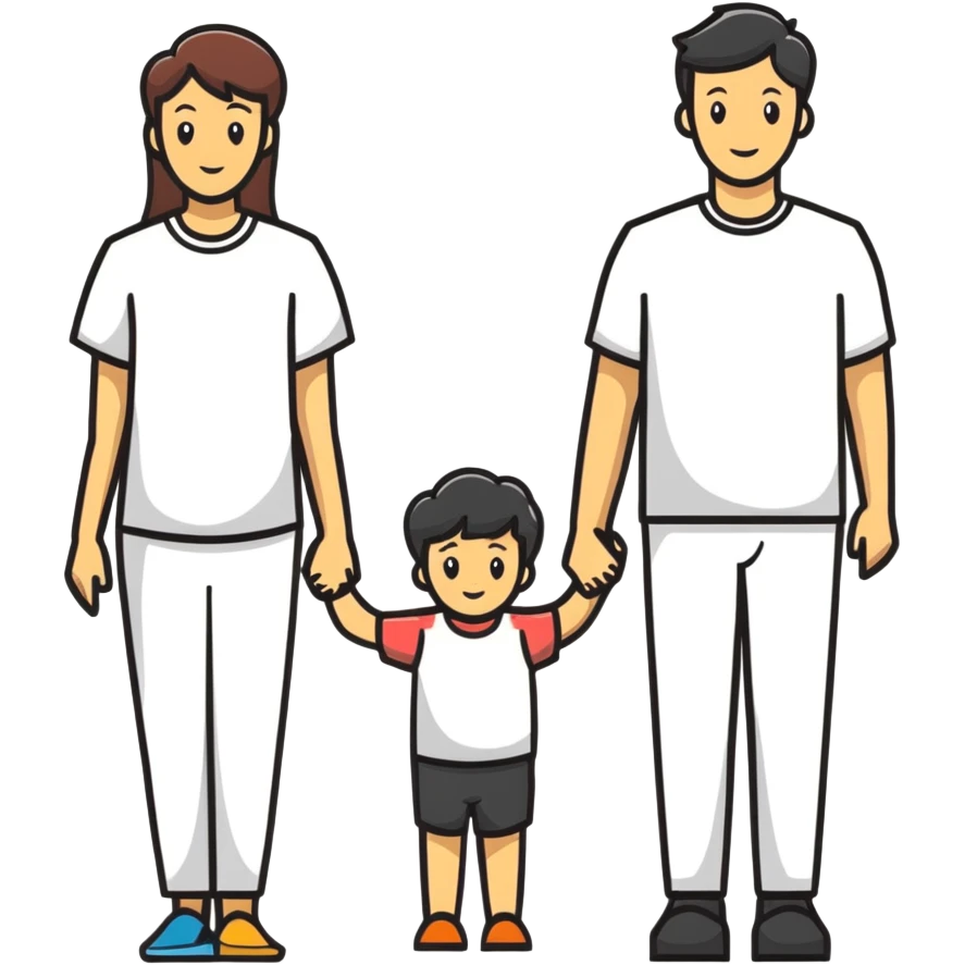 family portrait with one mother, one father, two boys and one girl emoji