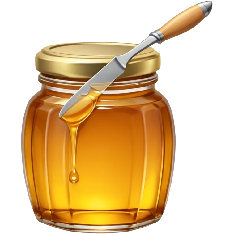 transparent jar of honey with a metal knife emoji