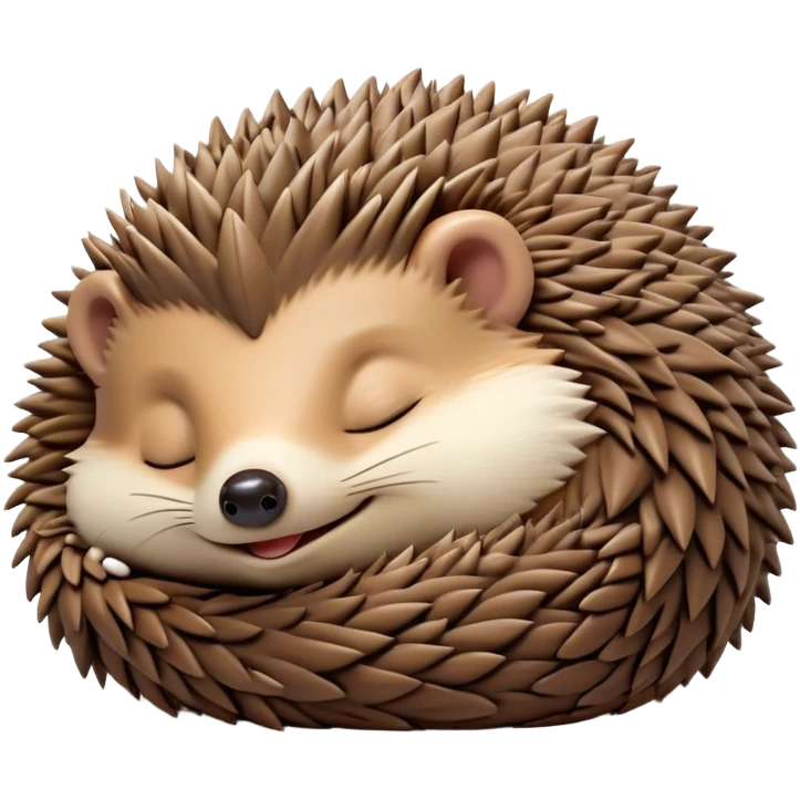 Meme-Worthy Cute Sleeping Hedgehog Portrait Emoji, Head resting peacefully with a contented smile, showcasing a delightfully compact build and a luxuriously soft brown Fur with tiny spines, eyes shut in a serene, restful nap, Simplified yet hilariously adorable features, highly detailed, glowing with a soft, drowsy light, high shine, relaxed and utterly lovable, stylized with an air of playful laziness, bright and heartwarming, soft glowing outline, capturing the essence of a comically sleepy hedgehog, so meme-worthy it feels like it could instantly become the next viral sensation of adorable slumber! emoji