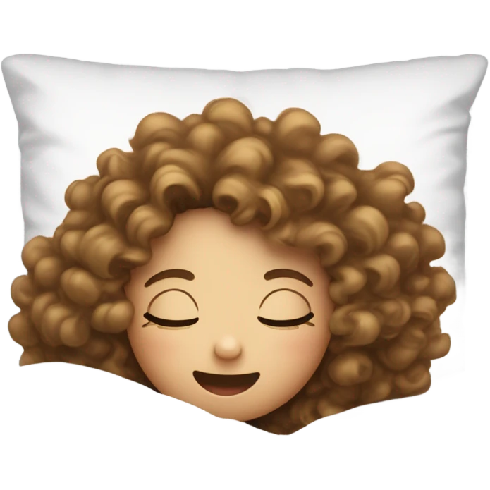 Light skin Curly hair girl sleeping on white pillow in bed with white sheets with mouth open  emoji