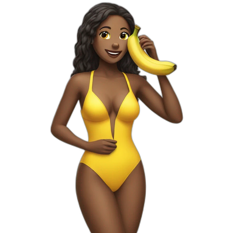 sexy woman eating banana swimming suit emoji