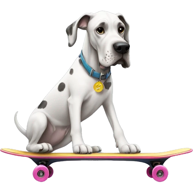 Great Dane riding a skateboard emoji