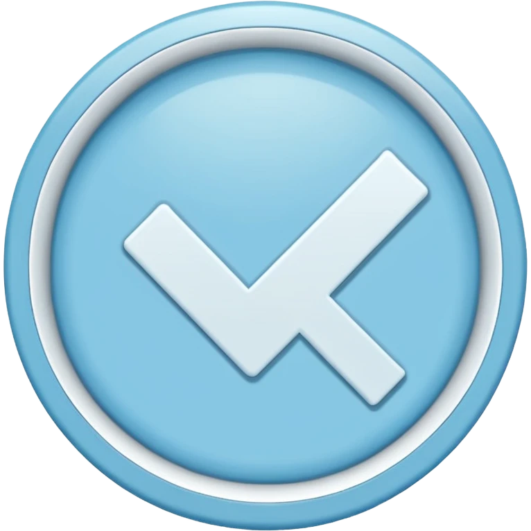 Simbolo de verificacion blanco adentro de un circulo celeste azul todo celeste sin lineas blancas a loa bordes solo un virculo azul celeste liso emoji