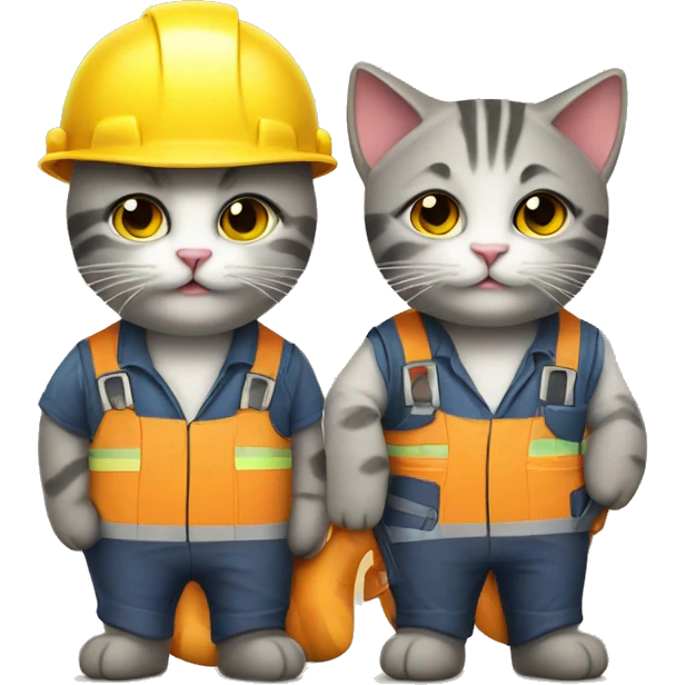two cats dressed as construction workers emoji