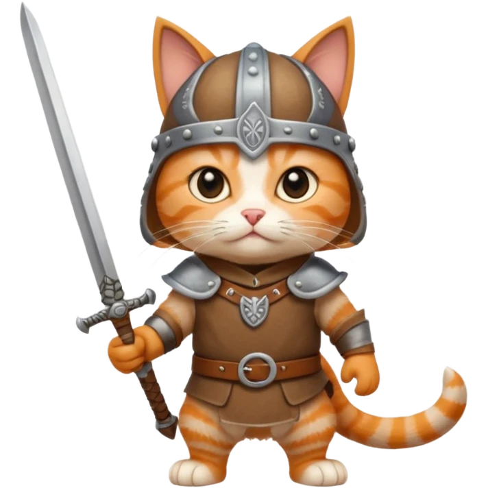 Viking Cat in viking hat holding tiny sword emoji