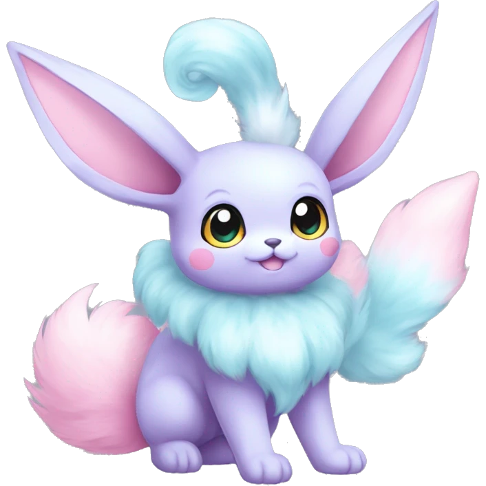 Kawaii Pastel Cotton-Candy-Colored Eeveelution-Cute-Bunny-Pokémon-fusion full body emoji