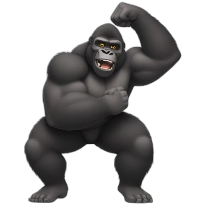 Very buff Gorilla beats man arms wrestling emoji