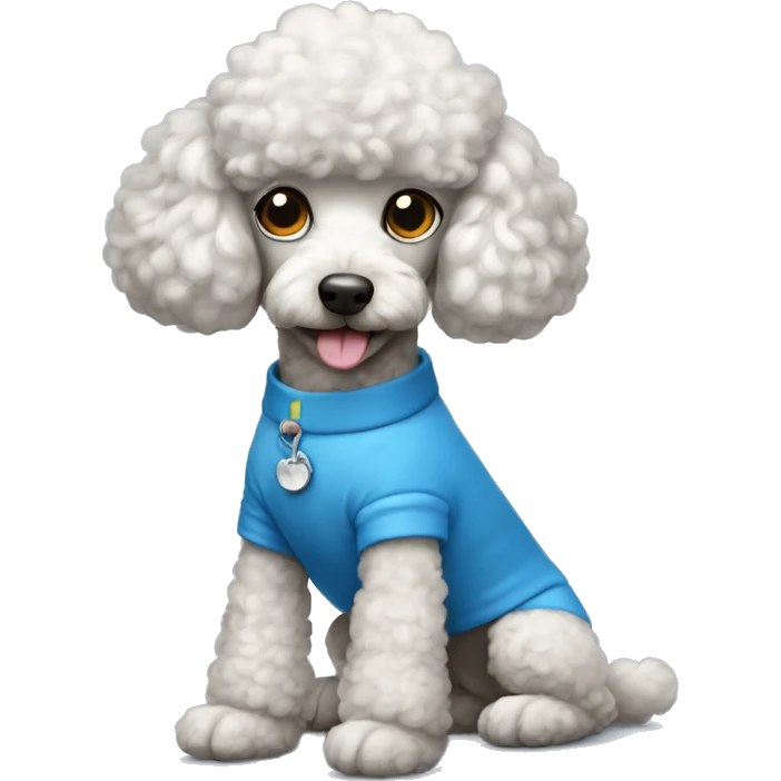 Poodle wearing blue clothes  emoji