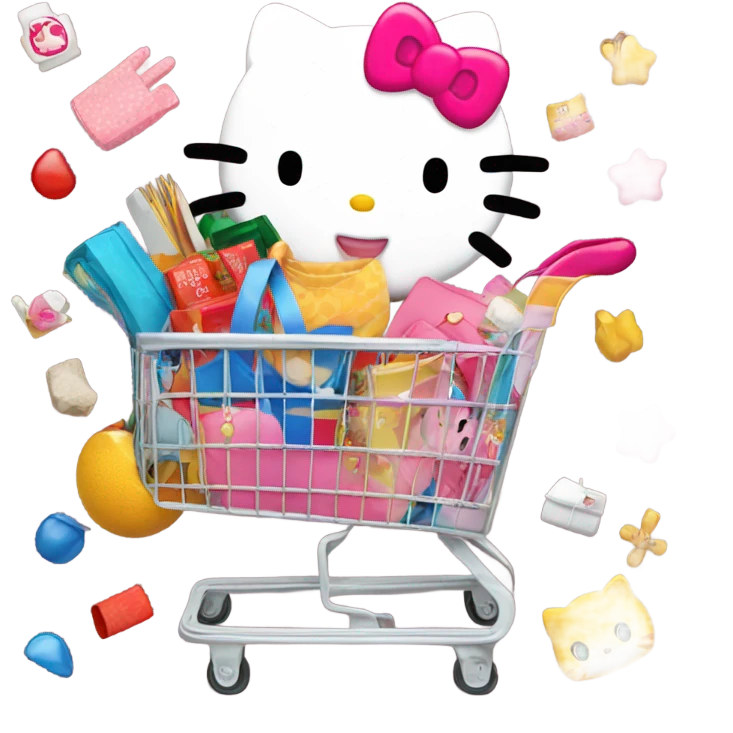 Hello kitty with a shopping cart  emoji