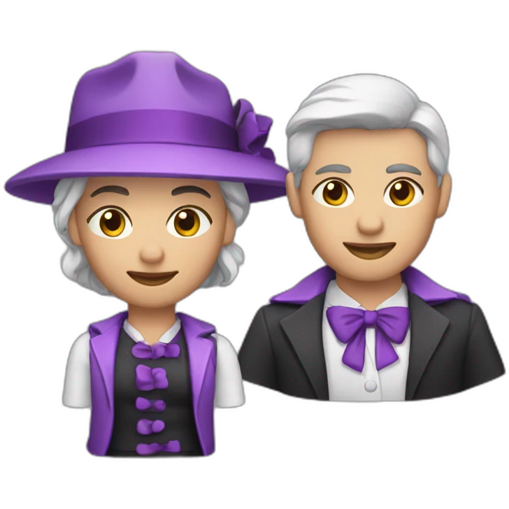 personaje profesional con tonalidades entre rosa y violeta y detalles en negro emoji