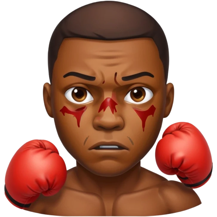 black boxer man with cut on his face emoji