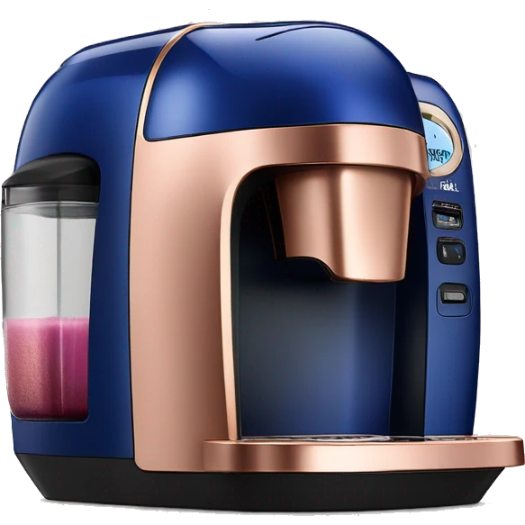 Realistic cobalt blue and rose gold keurig coffee machine. emoji