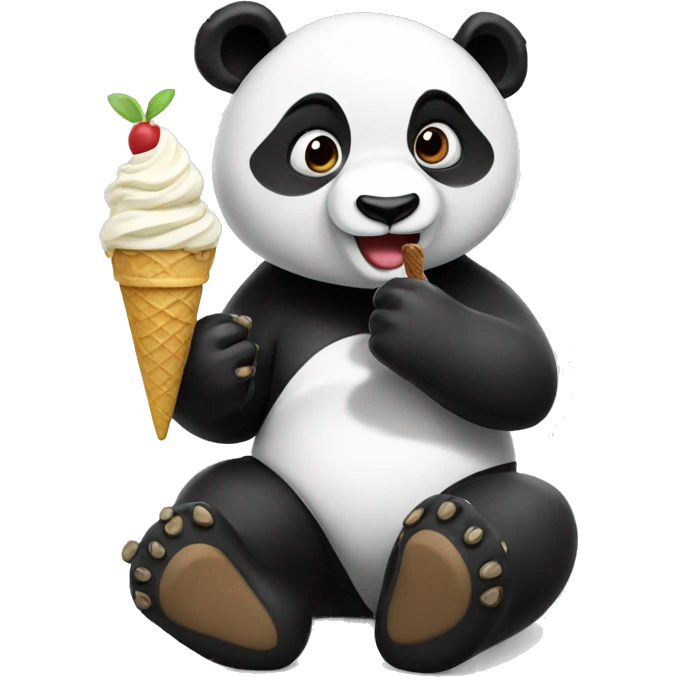 Panda eating ice cream emoji