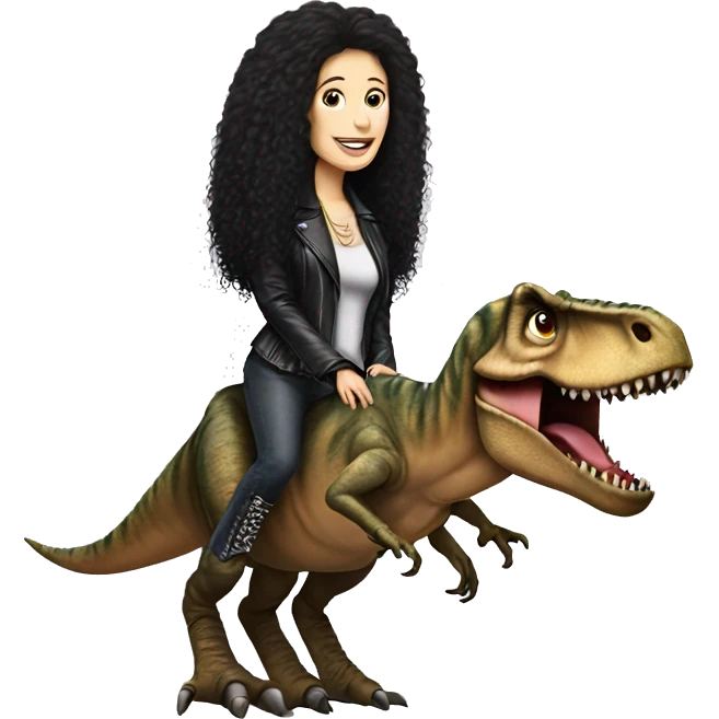 Cher on a T-Rex emoji
