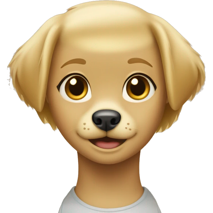 Short haired blond Girl and golden retriever  emoji