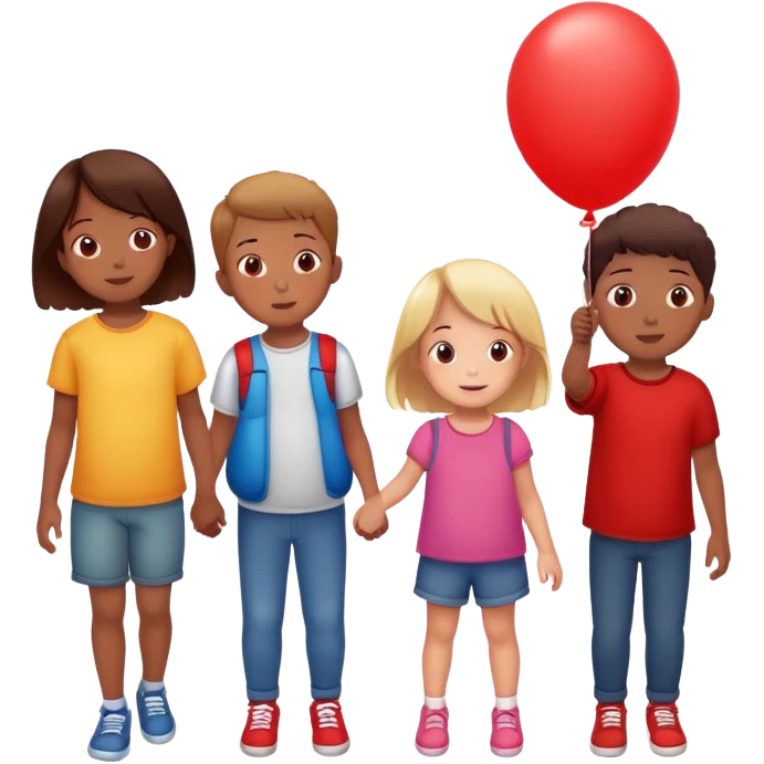 5 kids letting one ballon go emoji