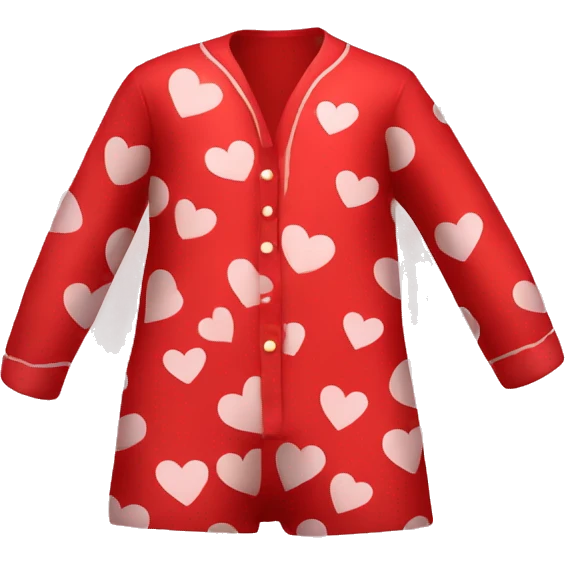red pajamas with hearts emoji