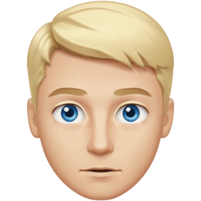 The guy has light blond hair, blue eyes, an expressive face, wide blond eyebrows emoji