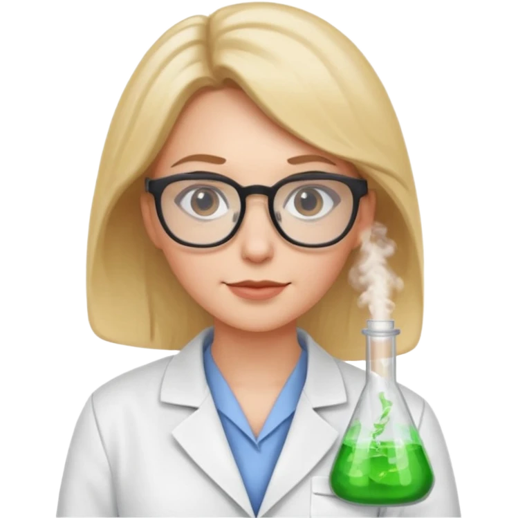 a white woman scientist wearing glasses emoji