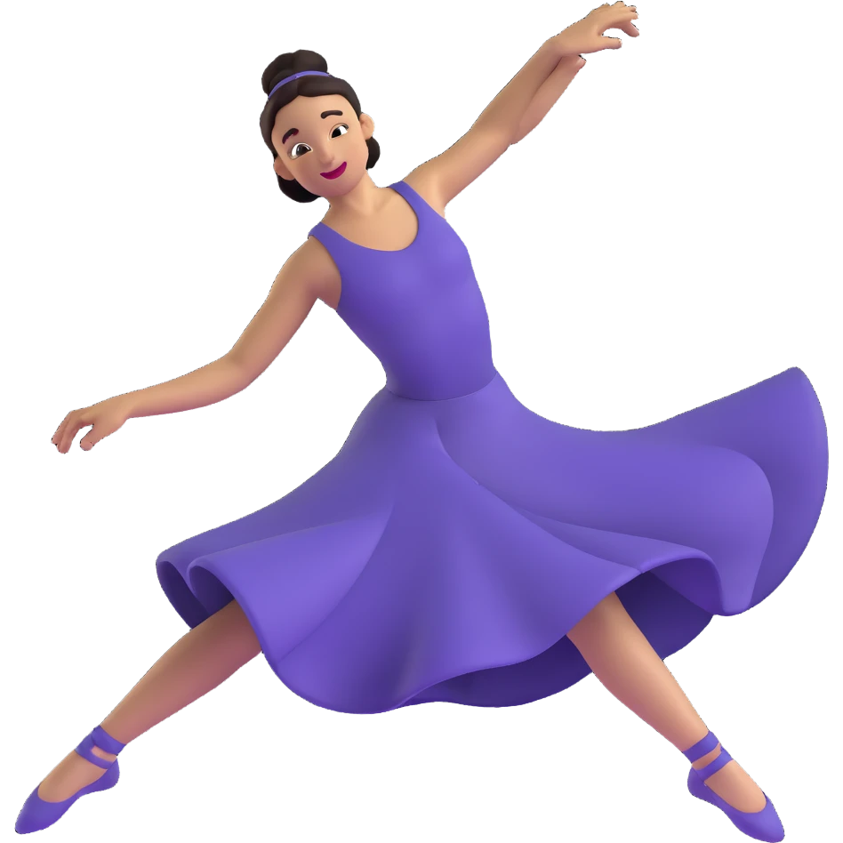 baller dancer spinning, dynamic movement, joyful expression emoji