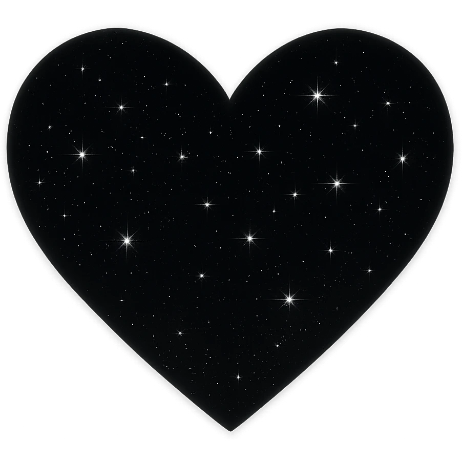 Modify the heart with a night sky gradient to black night theme with a black gradient, more stars, and a soft glow. Remove the background entirely  emoji