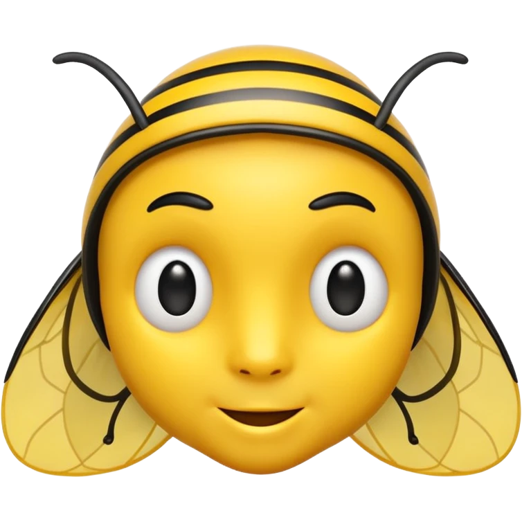 Convert this into a cute emoji-style bee with a human male face. Use bold outlines, bright colors, smooth shading, and a clean glossy sticker look. Transparent or white background. emoji