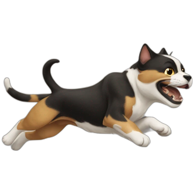 Cat chasing a dog emoji