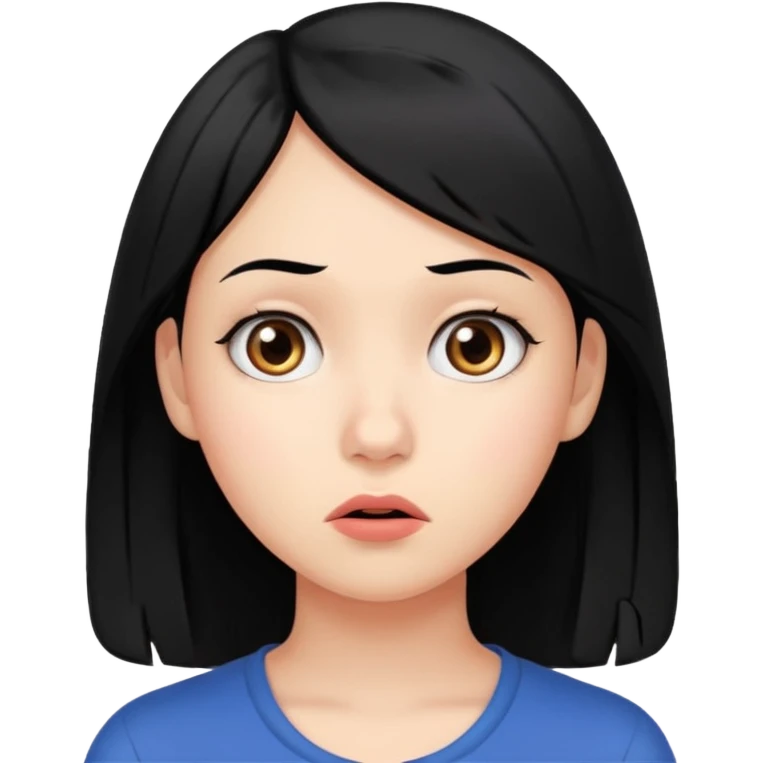 young women with black hair dont know from what to start. add question mark emoji