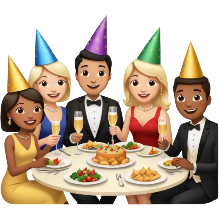 group of people talking at dinner table emoji