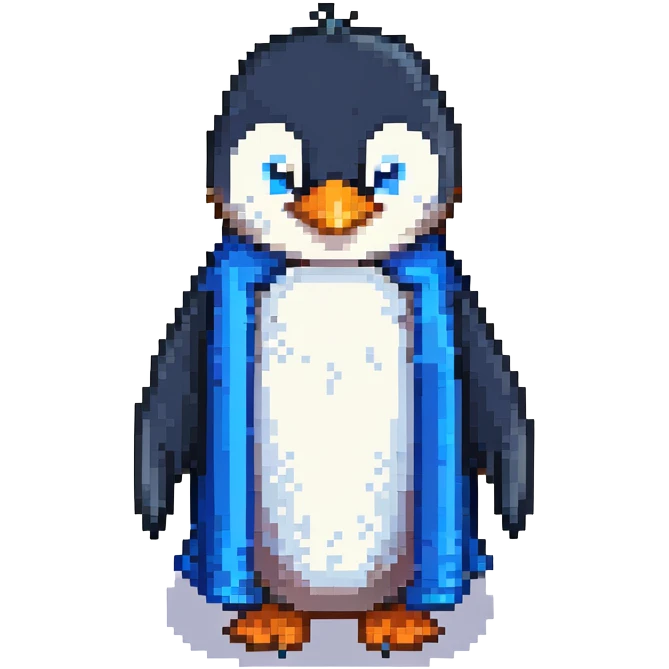 penguin as a wizened magic user with blue robe emoji